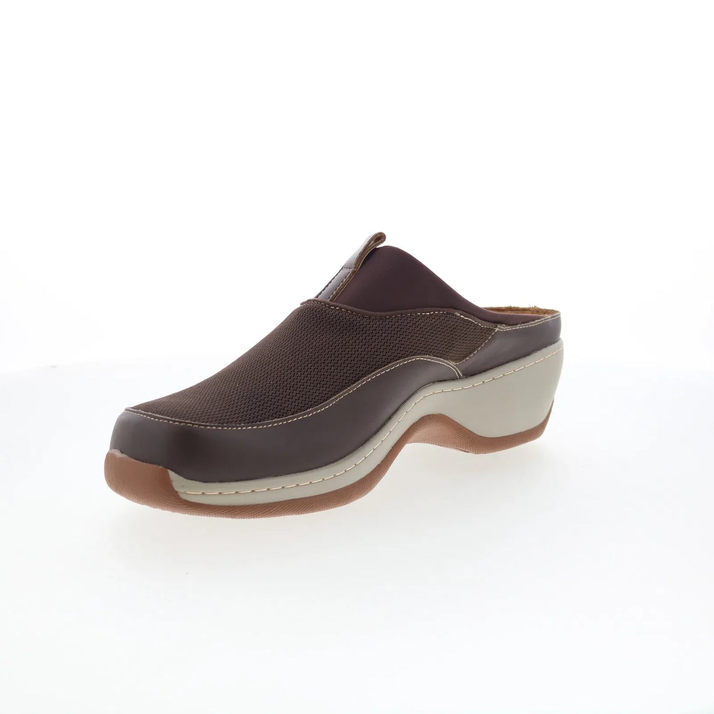 Softwalk Aberdeen S2100-200 Womens Brown Leather Slip On Clog Flats Shoes