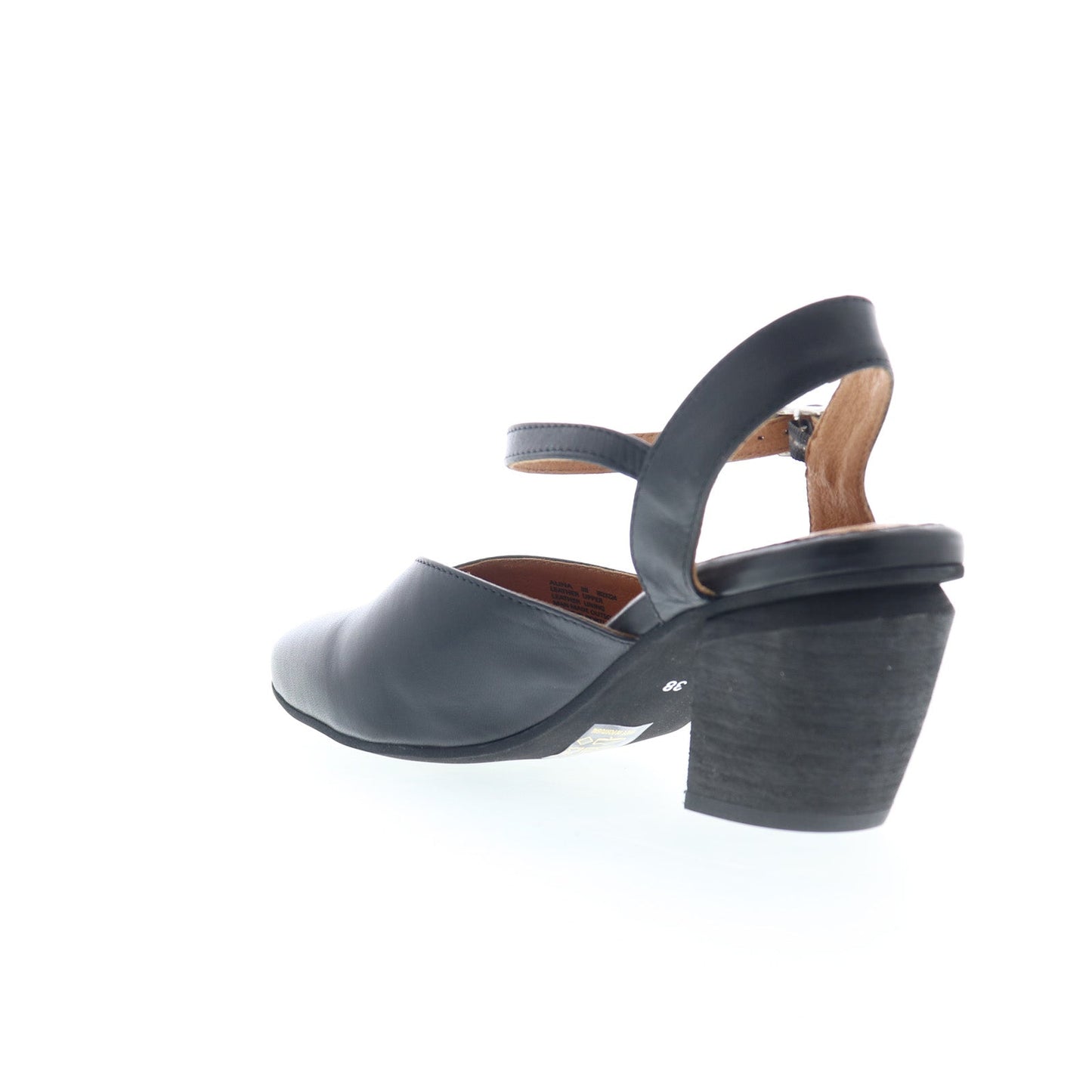 Miz Mooz Alina Womens Black Leather Hook & Loop Strap Heels Shoes