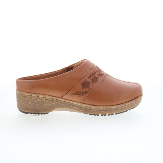 Softwalk Amber 3.0 S2303-215 Womens Brown Leather Slip On Clog Flats Shoes