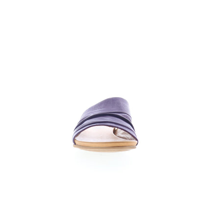 Miz Mooz Aria Womens Purple Leather Slip On Slides Sandals Shoes