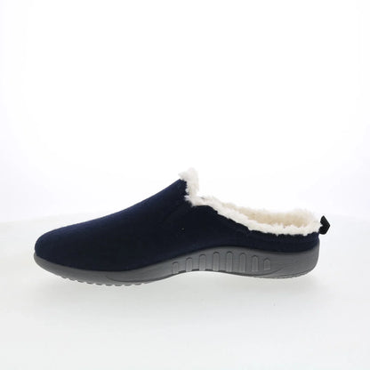 Spenco Ashton Wool Slide SP1048NVY Womens Blue Suede Clogs Slippers Shoes