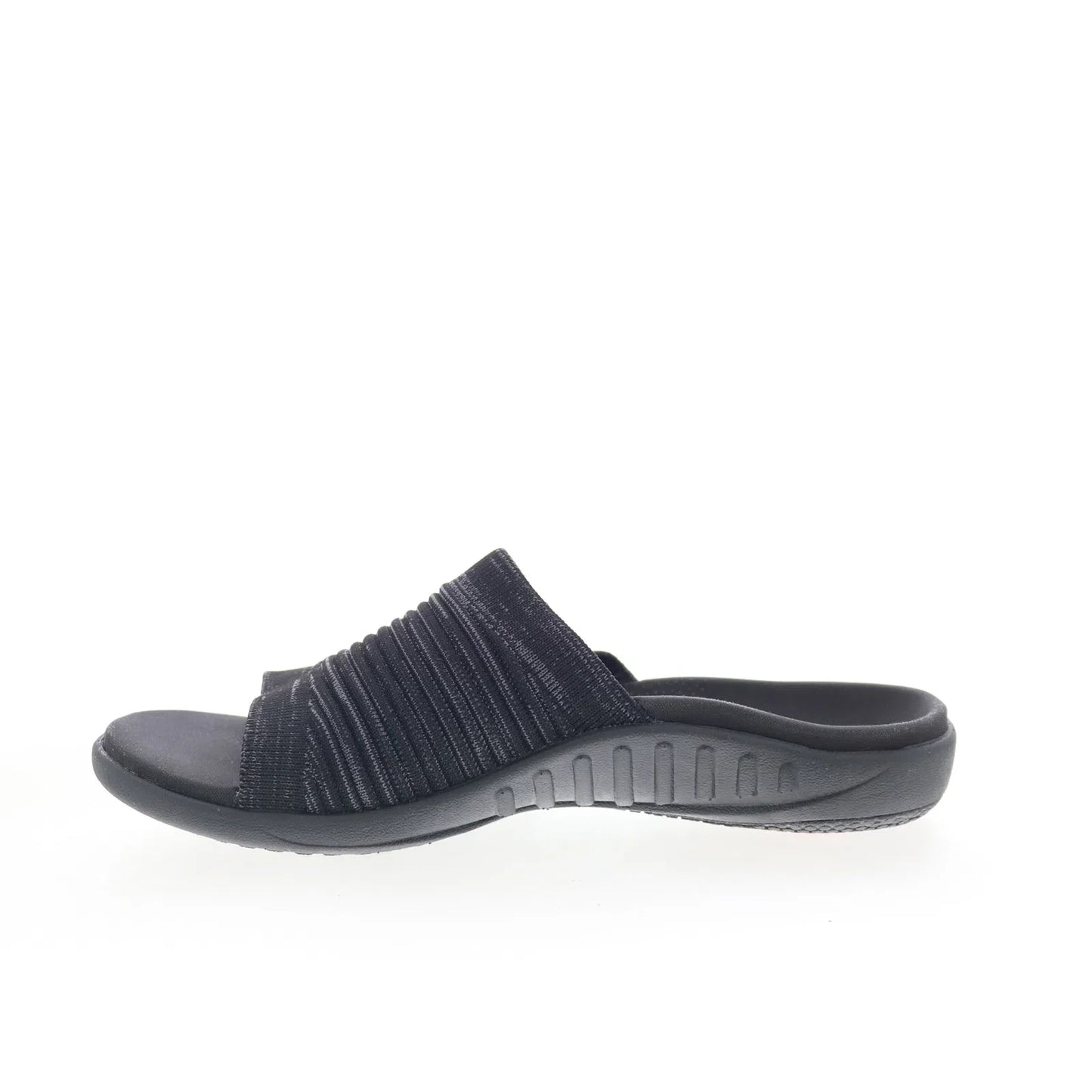Spenco Astoria Slide SP1016BLK Womens Black Canvas Slides Sandals Shoes