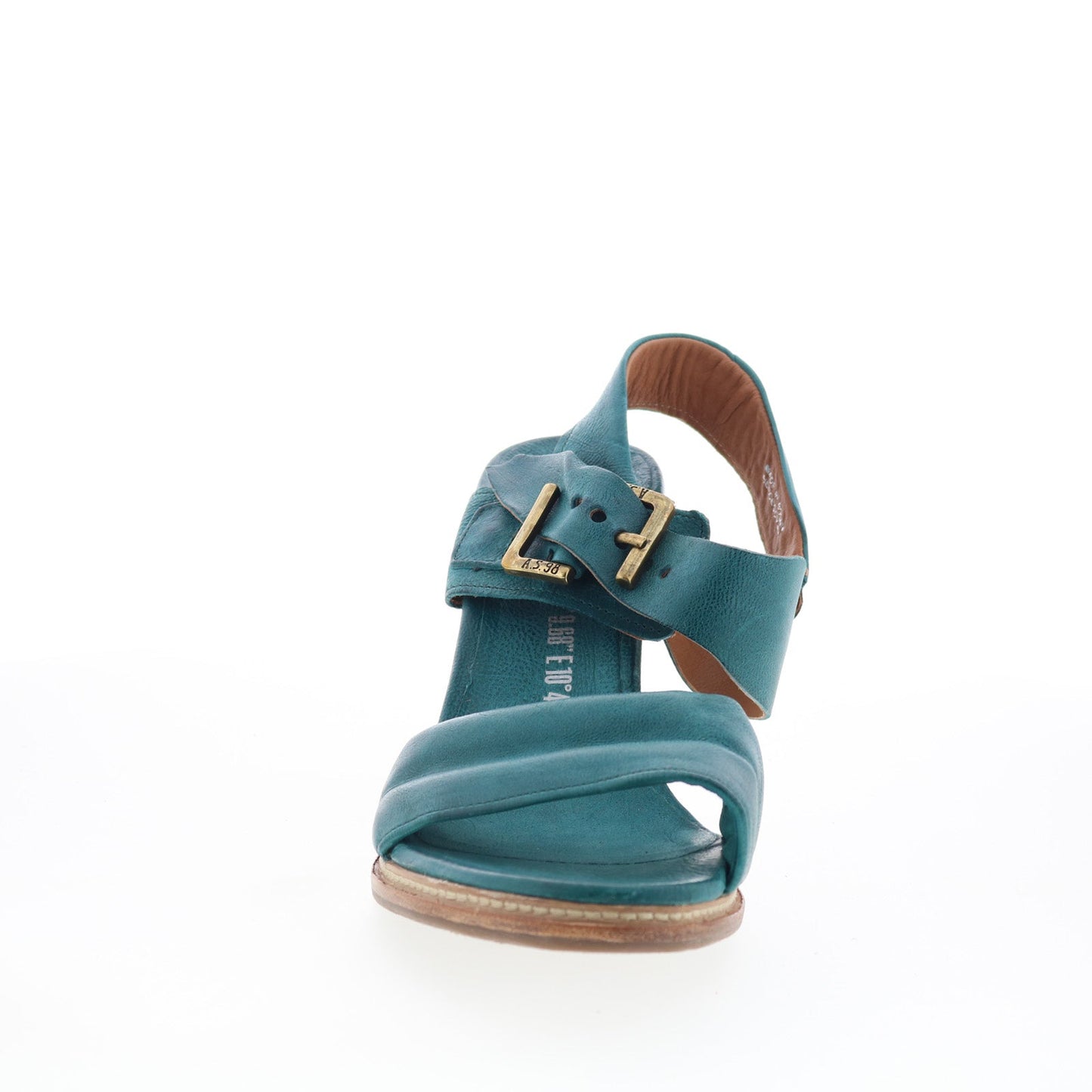 A.S. 98 Barnett Womens Green Leather Hook & Loop Heeled Sandals Shoes
