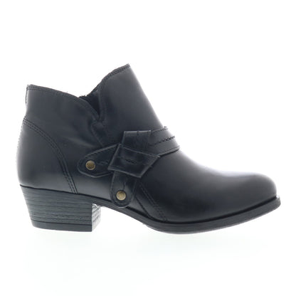 Miz Mooz Bennet Womens Black Leather Zipper Ankle & Booties Boots