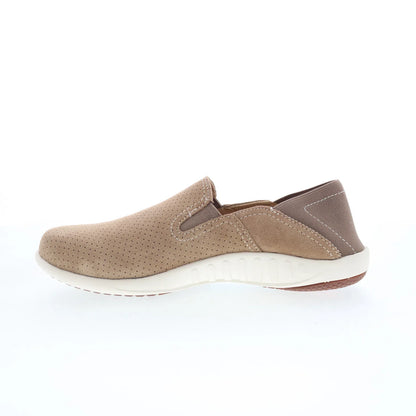 Spenco Bindie Slide SP1039TAN Womens Brown Suede Slip On Slides Flats Shoes