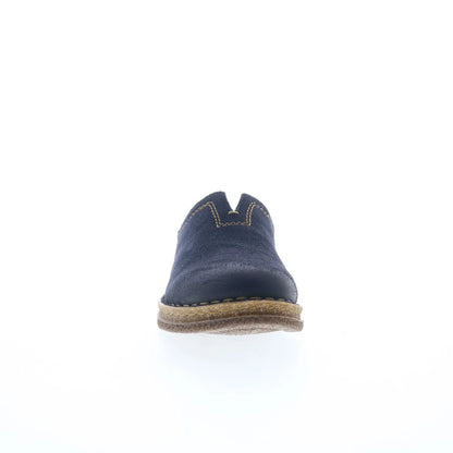 Born Seana BR0044672 Womens Blue Leather Slip On Clog Flats Shoes