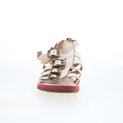 A.S. 98 Brantley Womens White Leather Zipper Strap Sandals Shoes