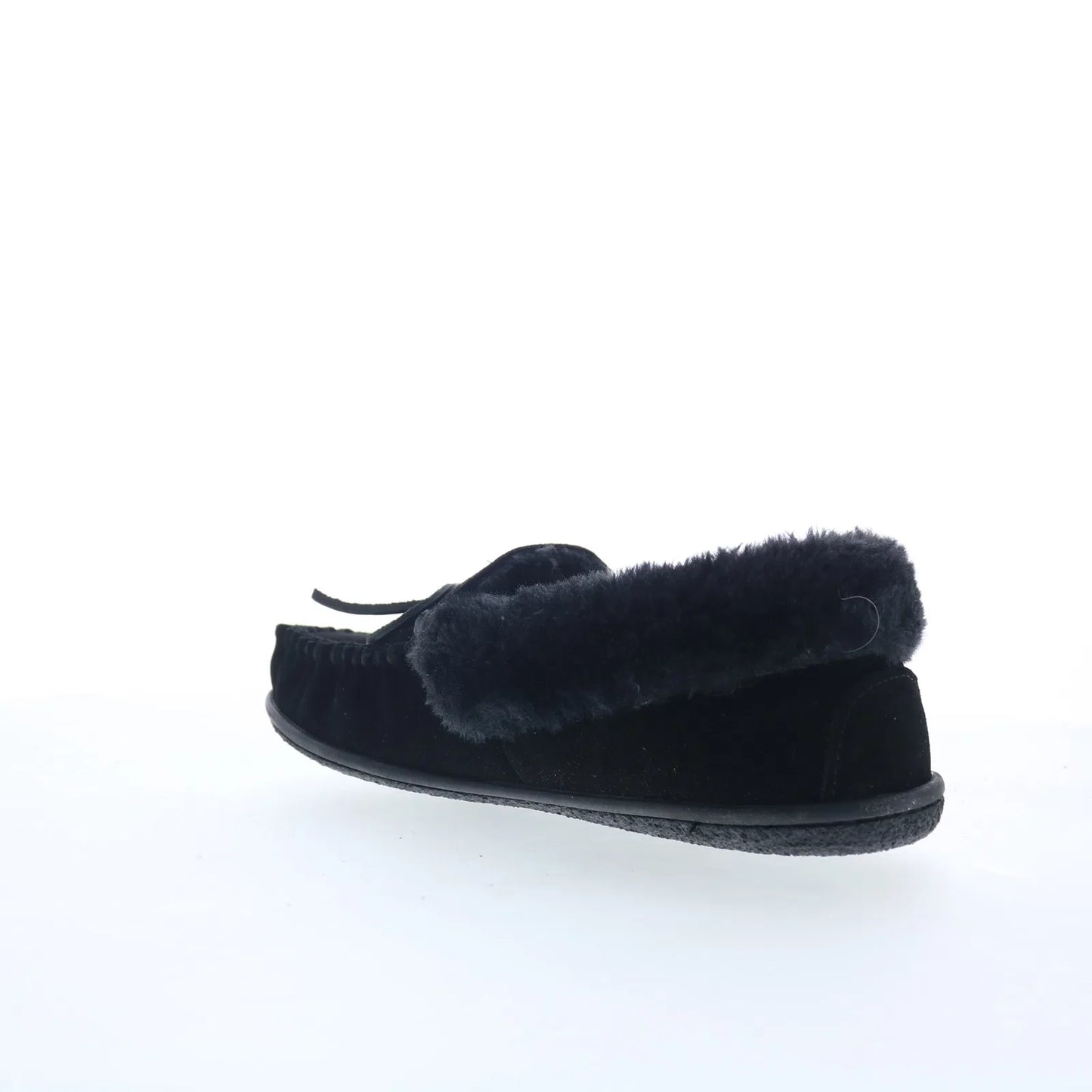 Minnetonka Camp Collar Moc 40799 Womens Black Suede Moccasin Slippers Shoes