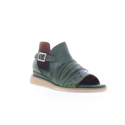 Miz Mooz Cara Womens Green Leather Hook & Loop Strap Sandals Shoes