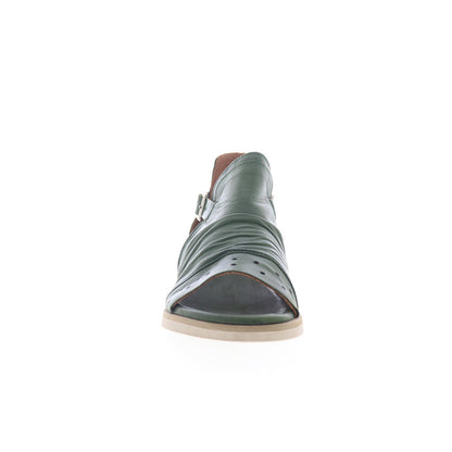 Miz Mooz Cara Womens Green Leather Hook & Loop Strap Sandals Shoes