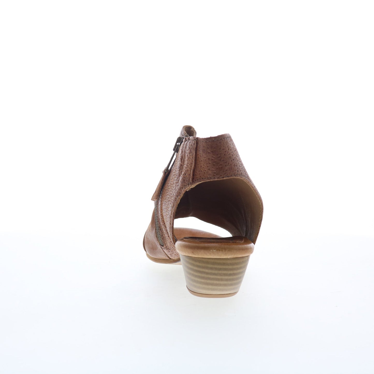 Miz Mooz Carla Womens Brown Leather Zipper Heeled Sandals Shoes
