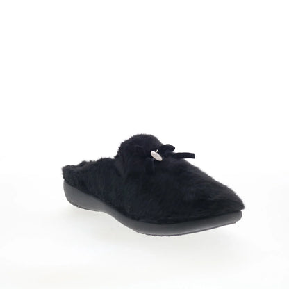 Spenco Charm Slipper SP1195BLK Womens Black Canvas Clogs Slippers Shoes