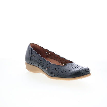 Cobb Hill Rory CHRORY Womens Black Wide Leather Slip On Ballet Flats Shoes