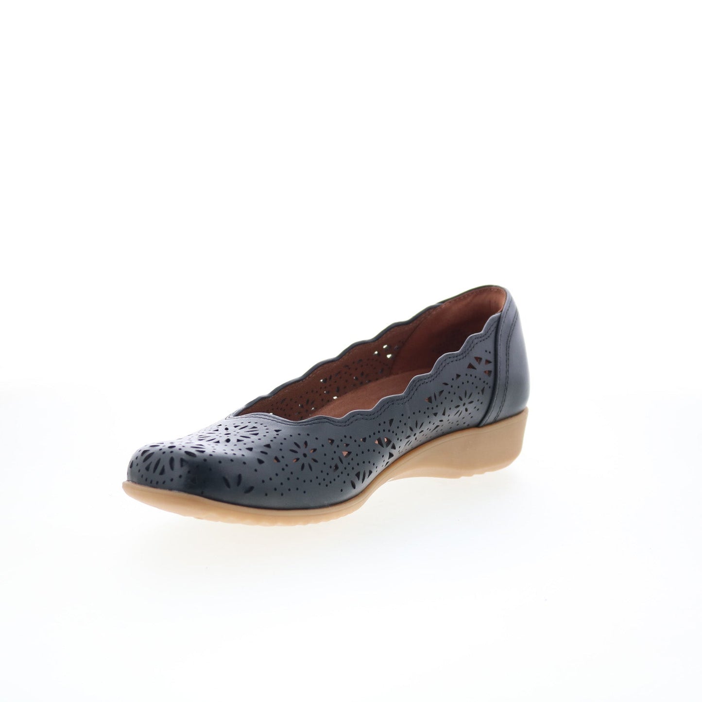 Cobb Hill Rory CHRORY Womens Black Wide Leather Slip On Ballet Flats Shoes