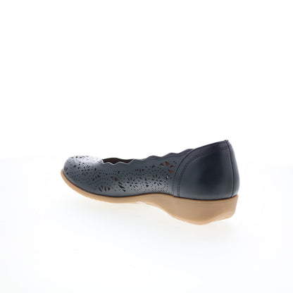 Cobb Hill Rory CHRORY Womens Black Wide Leather Slip On Ballet Flats Shoes