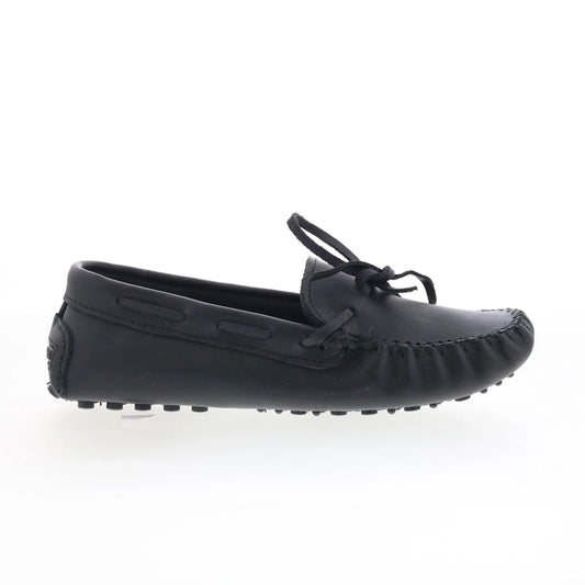 Minnetonka Classic Driver 698Z Womens Black Leather Loafer Flats Shoes