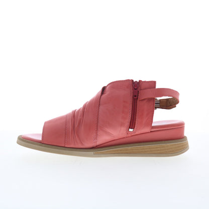Miz Mooz Conor Womens Red Leather Hook & Loop Slingback Sandals Shoes