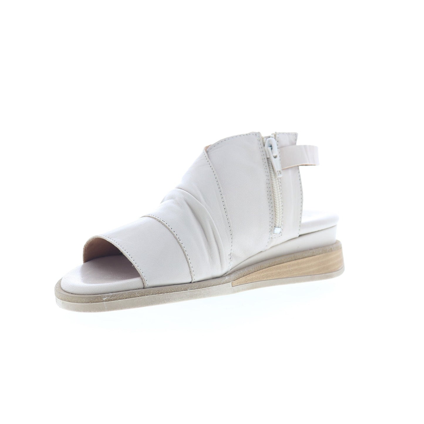 Miz Mooz Conor Womens Beige Leather Zipper Slingback Sandals Shoes