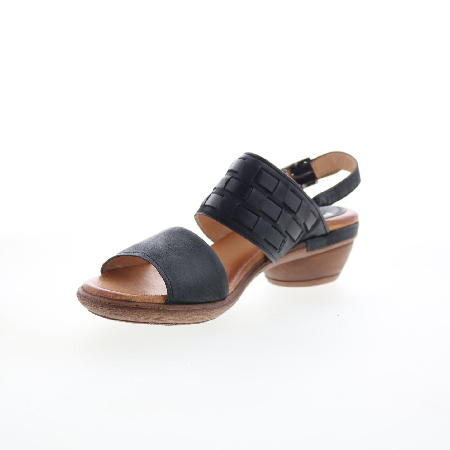 Miz Mooz Constance Womens Black Leather Hook & Loop Strap Sandals Shoes