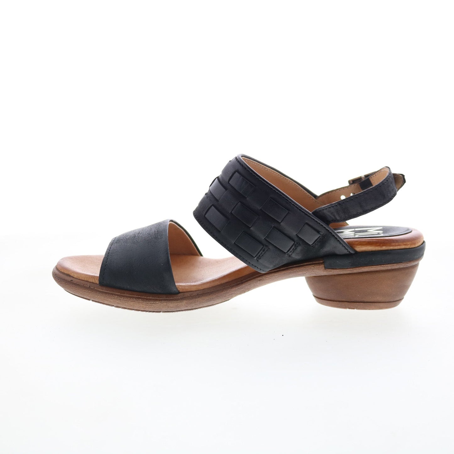 Miz Mooz Constance Womens Black Leather Hook & Loop Strap Sandals Shoes