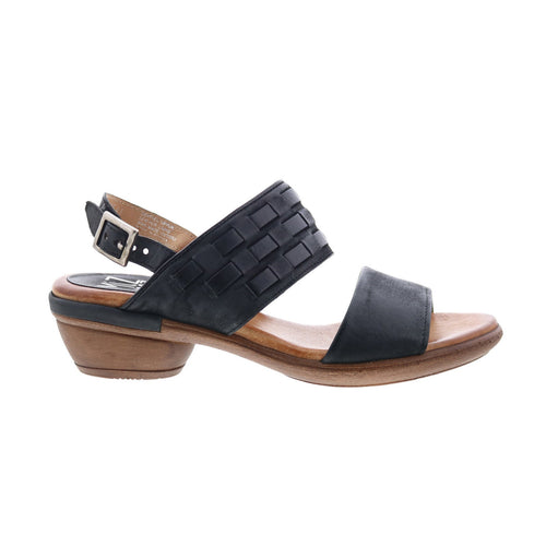 Miz Mooz Constance Womens Black Leather Hook & Loop Strap Sandals Shoes
