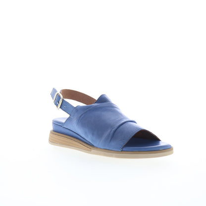 Miz Mooz Cornwall Womens Blue Leather Hook & Loop Strap Sandals Shoes