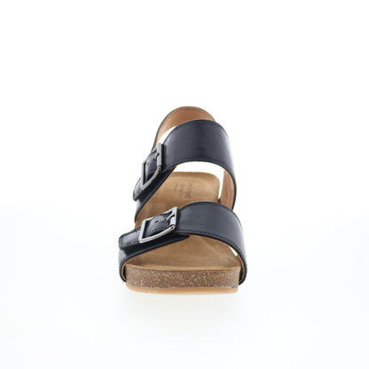Comfortiva Erlina CT00495 Womens Black Leather Wedges Sandals Shoes