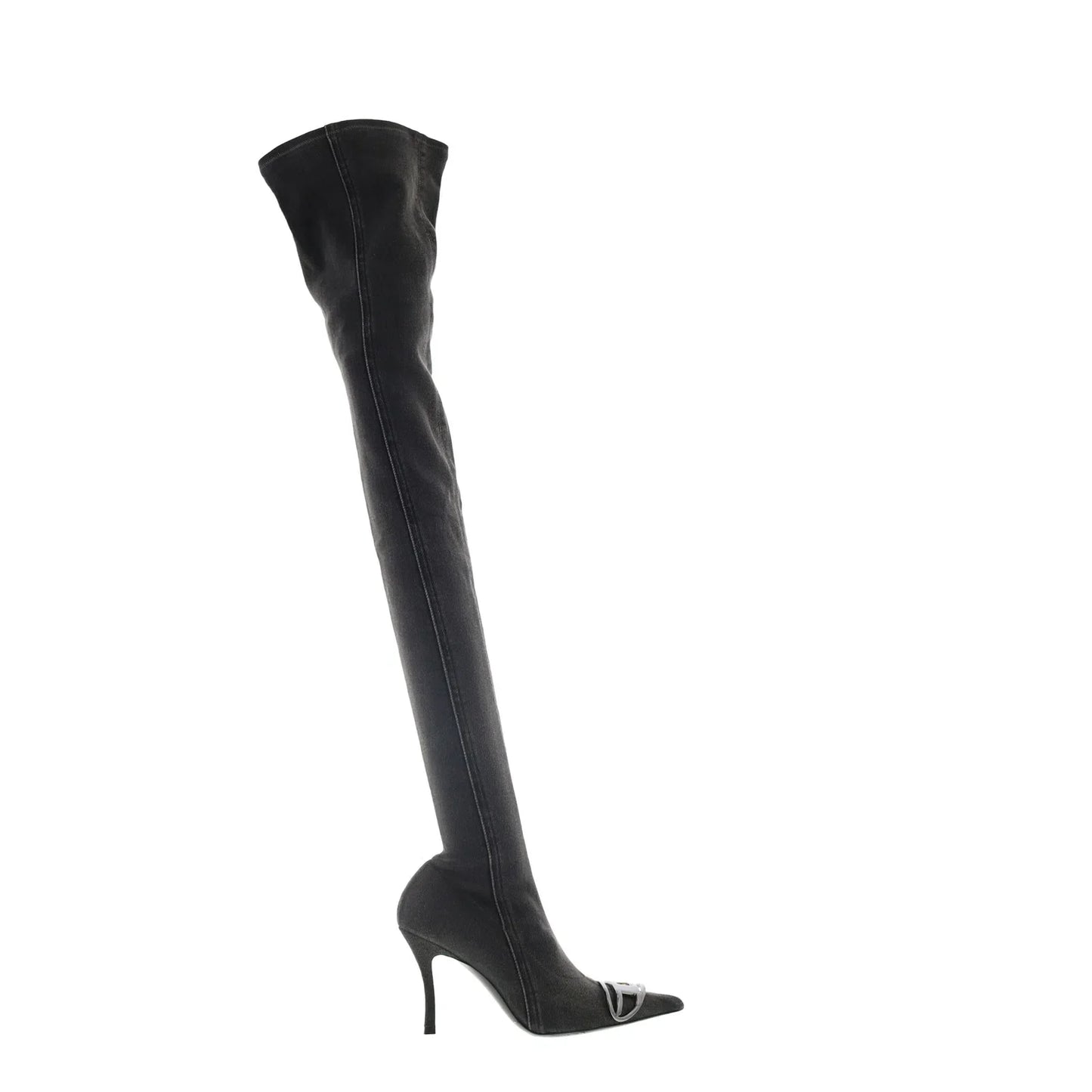 Diesel D-Venus TBT D Womens Black Canvas Zipper Over The Knee Boots