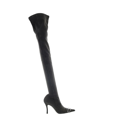Diesel D-Venus TBT D Womens Black Canvas Zipper Over The Knee Boots