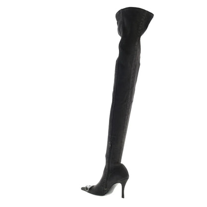Diesel D-Venus TBT D Womens Black Canvas Zipper Over The Knee Boots