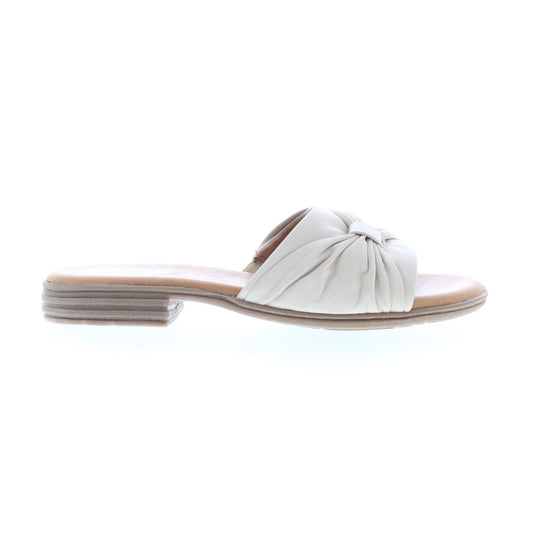 Miz Mooz Daisey Womens Beige Leather Slip On Slides Sandals Shoes