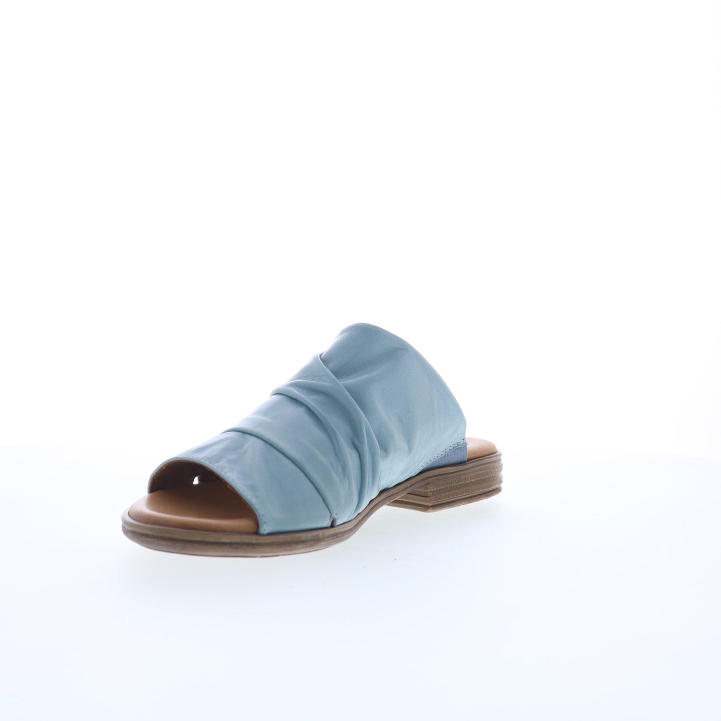 Miz Mooz Dandelion Womens Blue Leather Slip On Slides Sandals Shoes