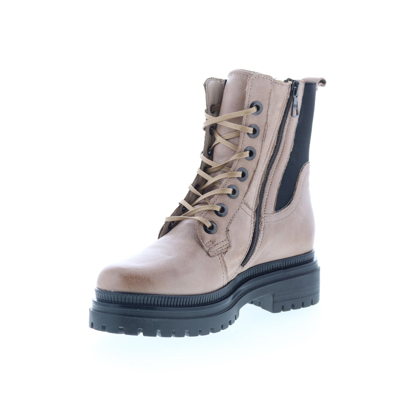 Miz Mooz Davie Womens Beige Leather Lace Up Casual Dress Boots