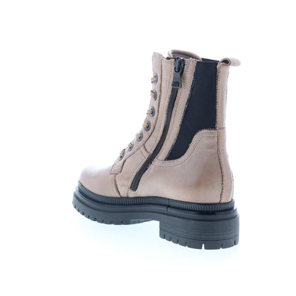 Miz Mooz Davie Womens Beige Leather Lace Up Casual Dress Boots