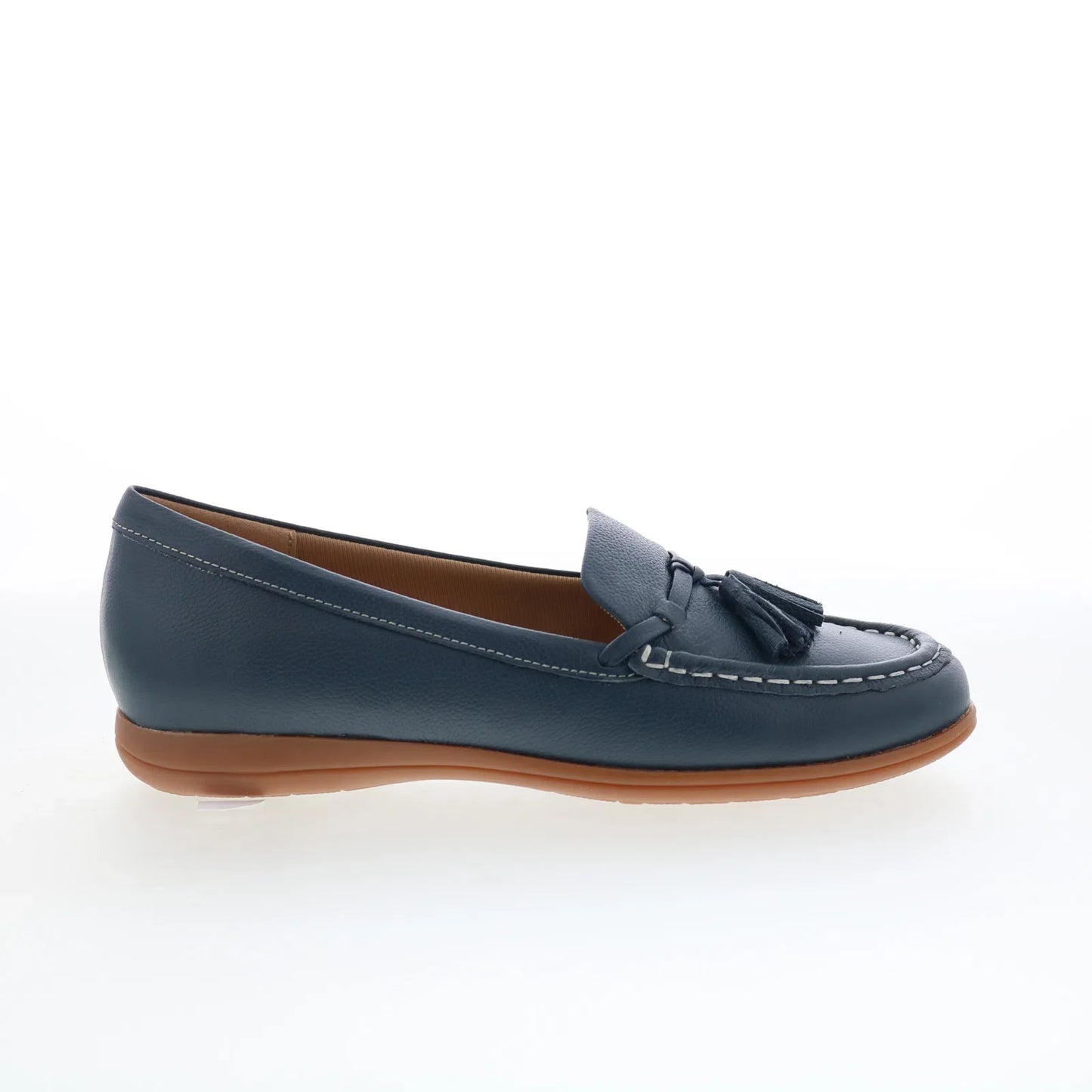 Trotters Dawson T2254-400 Womens Blue Leather Slip On Loafer Flats Shoes