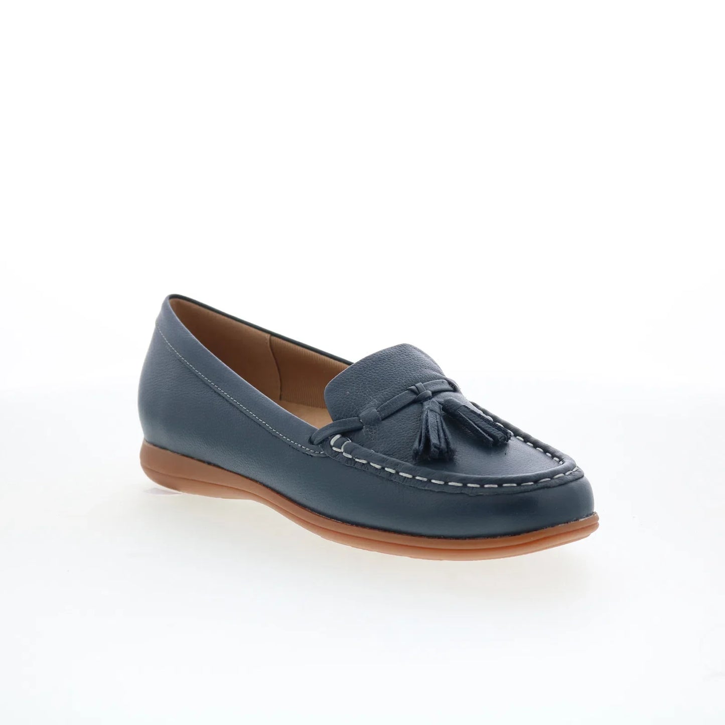 Trotters Dawson T2254-400 Womens Blue Leather Slip On Loafer Flats Shoes