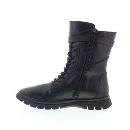 Miz Mooz Deklan Womens Black Leather Lace Up Casual Dress Boots