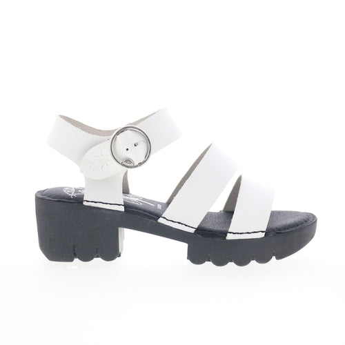 Fly London Egly EGLY520FLY-001 Womens White Leather Heeled Sandals Shoes