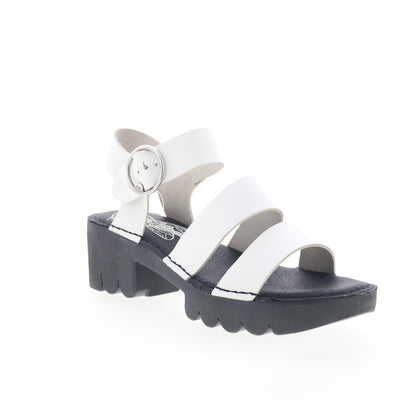 Fly London Egly EGLY520FLY-001 Womens White Leather Heeled Sandals Shoes