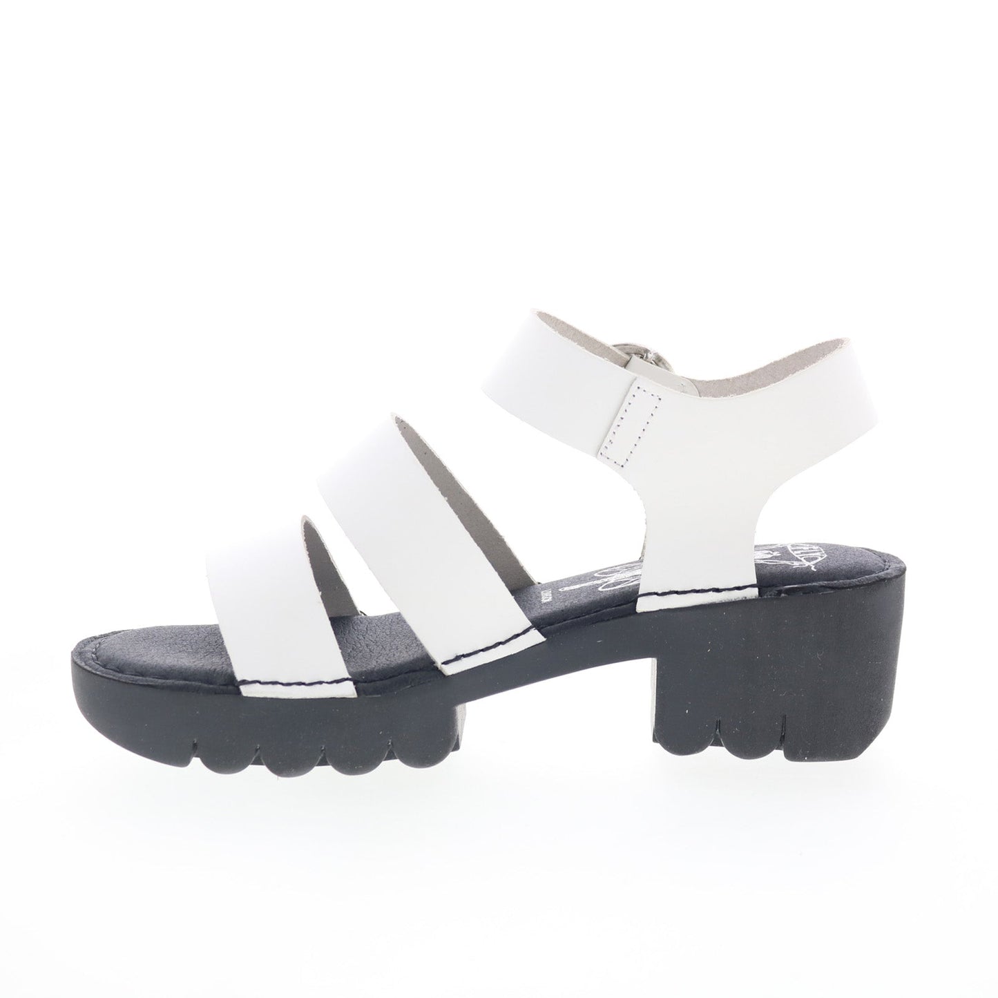 Fly London Egly EGLY520FLY-001 Womens White Leather Heeled Sandals Shoes