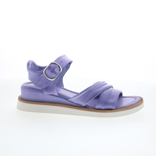 Miz Mooz Emelina Womens Purple Leather Hook & Loop Strap Sandals Shoes