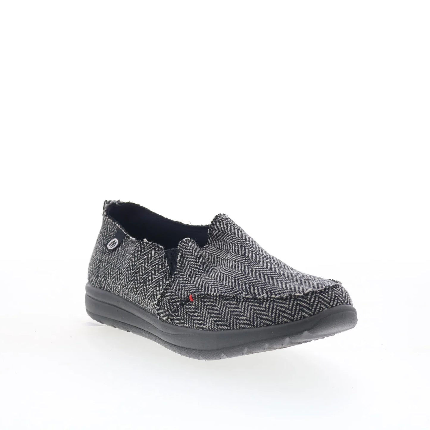 Minnetonka Expanse 61084 Womens Black Canvas Slip On Loafer Flats Shoes