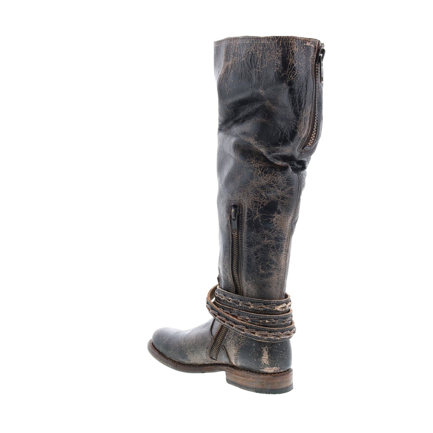 Bed Stu Eva F321120 Womens Black Leather Zipper Knee High Boots