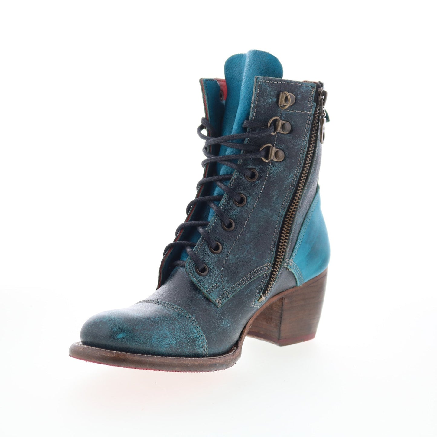 Bed Stu Judgement F385001 Womens Blue Leather Lace Up Ankle & Booties Boots