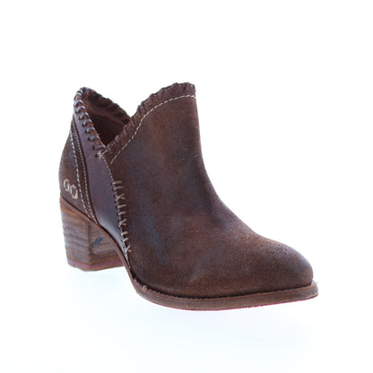Bed Stu Carla F393009 Womens Brown Leather Zipper Ankle & Booties Boots