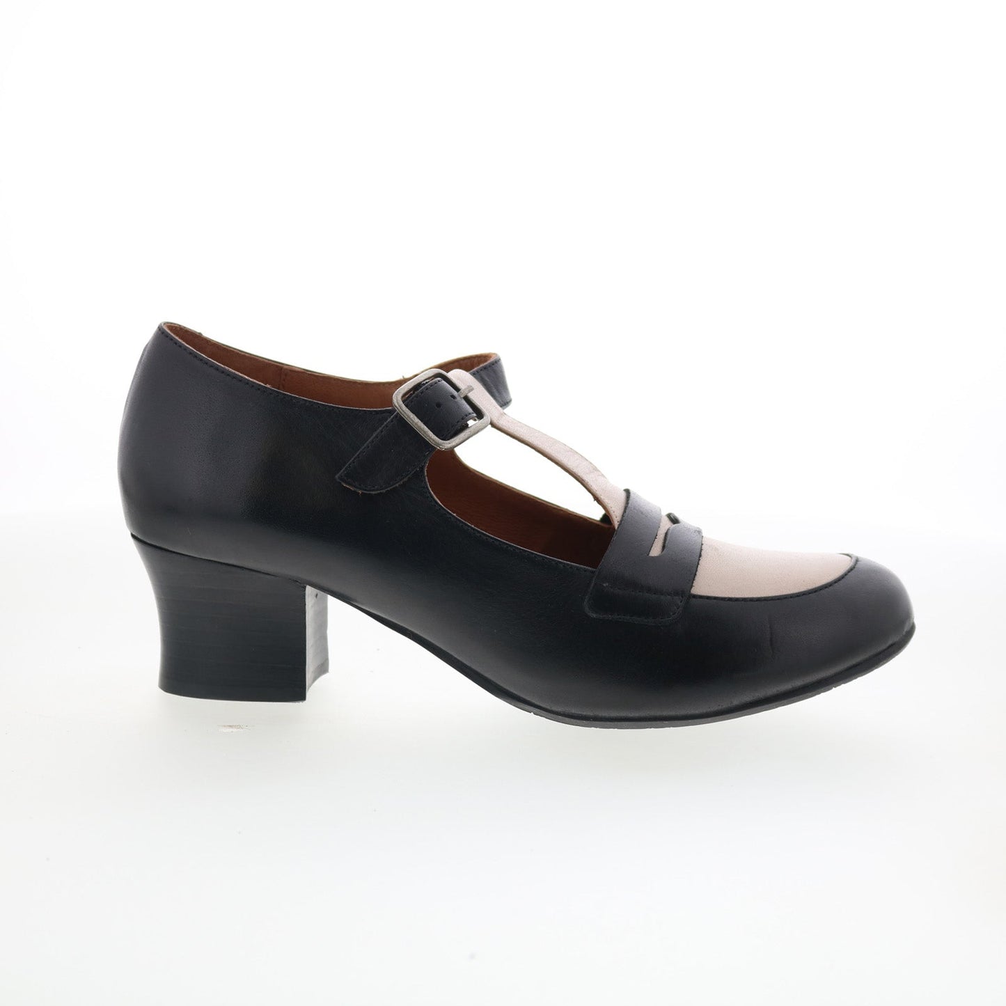 Miz Mooz Fancie Womens Black Leather Hook & Loop Pumps Heels Shoes