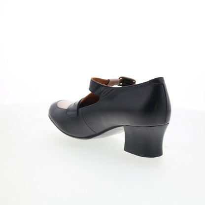 Miz Mooz Fancie Womens Black Leather Hook & Loop Pumps Heels Shoes