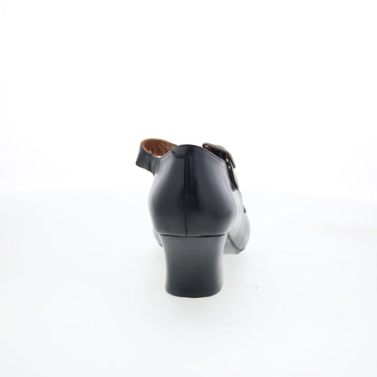 Miz Mooz Fancie Womens Black Leather Hook & Loop Pumps Heels Shoes