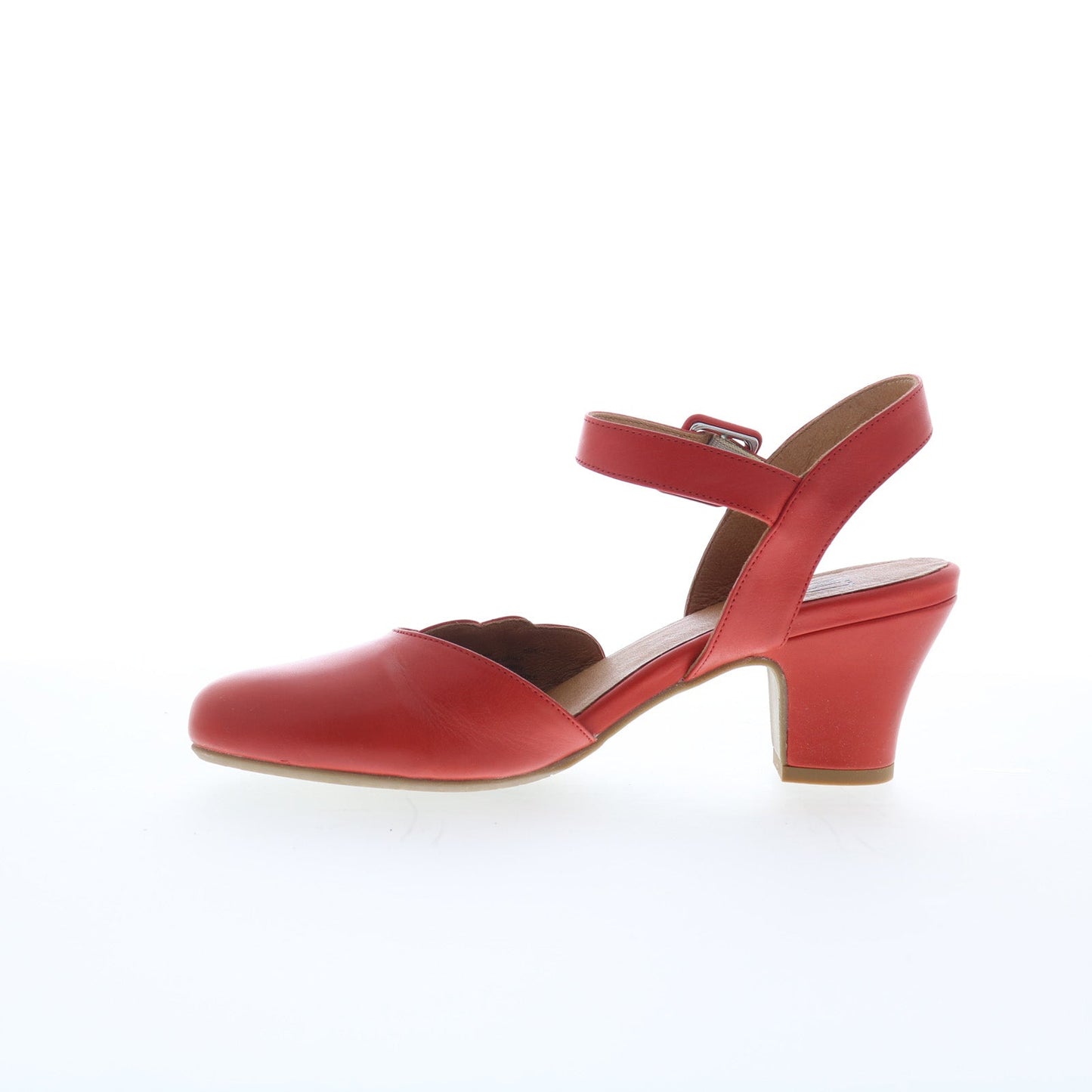 Miz Mooz Faren Womens Red Leather Hook & Loop Strap Heels Shoes