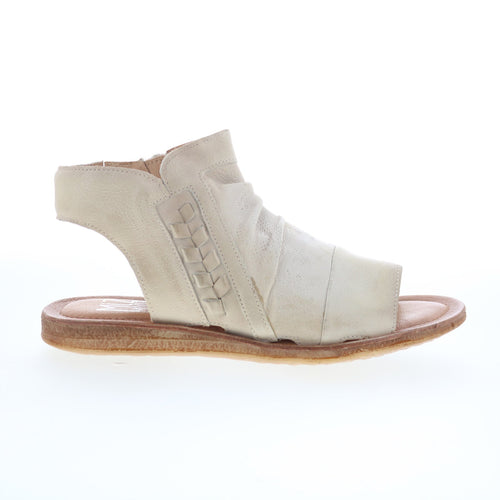 Miz Mooz Flaire Womens Beige Leather Zipper Strap Sandals Shoes